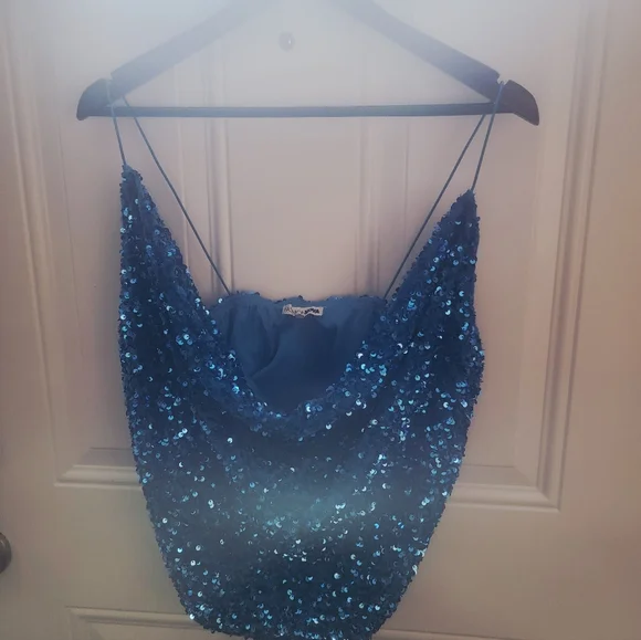 Fashion Nova Vibrant Blue Sequin Top - Picture 5 of 8